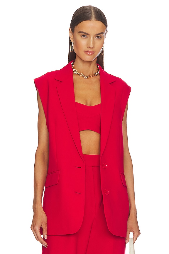 view 2 of 5 Irena Sleeveless Tailored Blazer in Roma Red