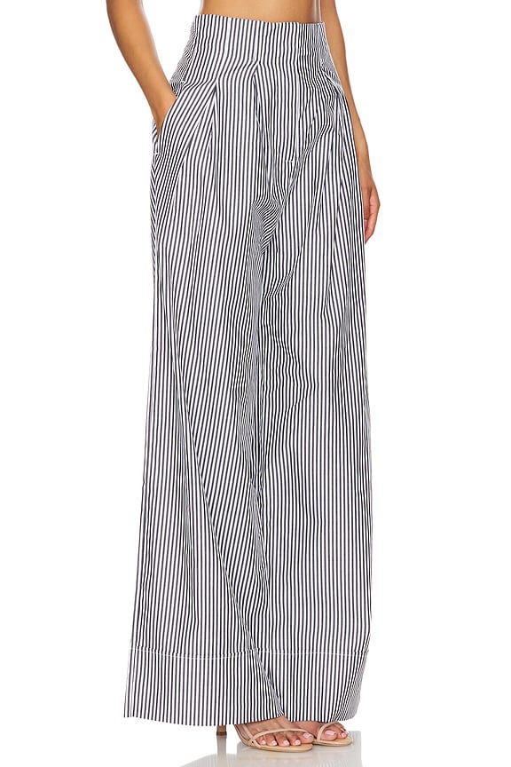 view 2 of 5 JAYDE ハイウエストリラックスパンツ in Dark Navy & Ivory