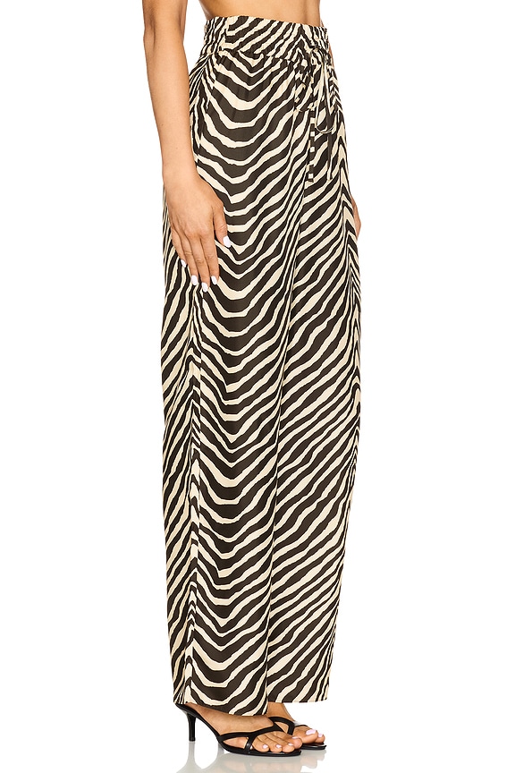 view 2 of 6 Sana Silk Relaxed Pant in Bone & Chocolate