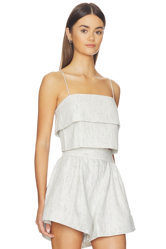 view 2 of 5 Alto Cropped Cami in White Pinstripe