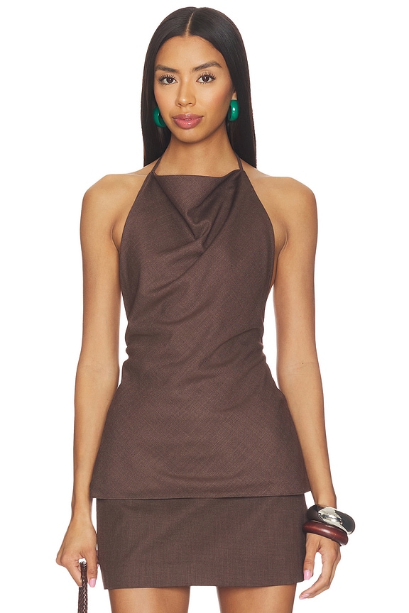 view 1 of 4 Asher Open Back Cowl Top in Ristretto