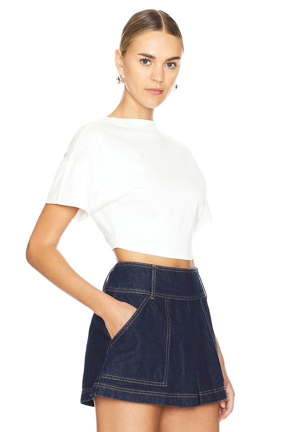 view 2 of 4 Alda Open Back Drawstring Crop T Shirt in White