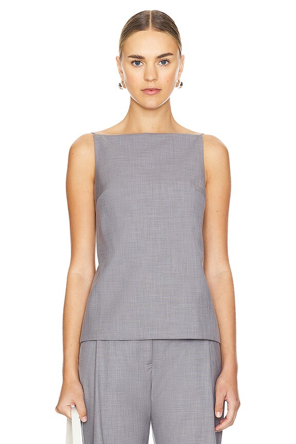 view 2 of 4 TOP DÉCOLLETÉ DOS AVEC LIEN ASHER in Steel Grey