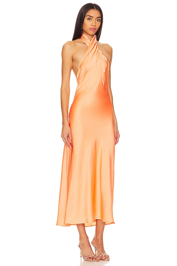 view 2 of 3 Jasmine Halter Midi Dress in Cantaloupe