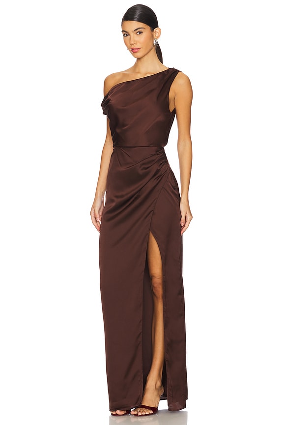 view 2 of 3 Jodie Dress in Chocolate Luxe Satin