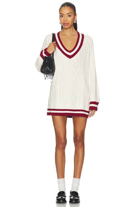 view 2 of 4 Tailgate Sweater Dress in Cranberry Cable Knit