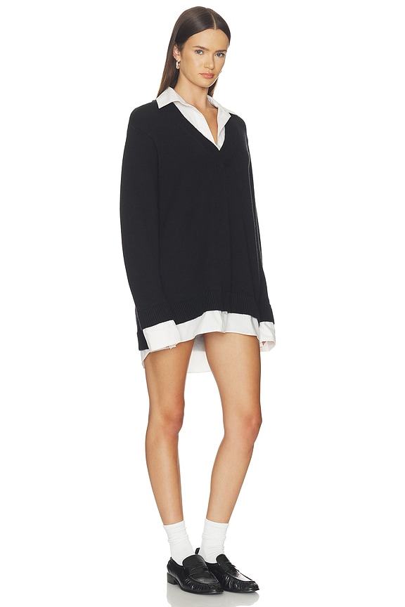 view 2 of 3 Lyle Collared Sweater Dress in White & Black Knit