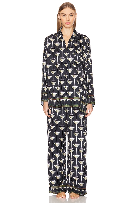 view 2 of 4 Overslept PJ Set in Dirty Martini Silky