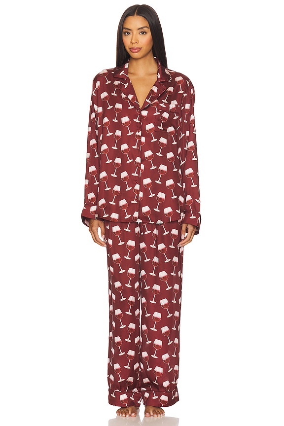 view 2 of 4 Classic Pj Set in Red Wine Silky