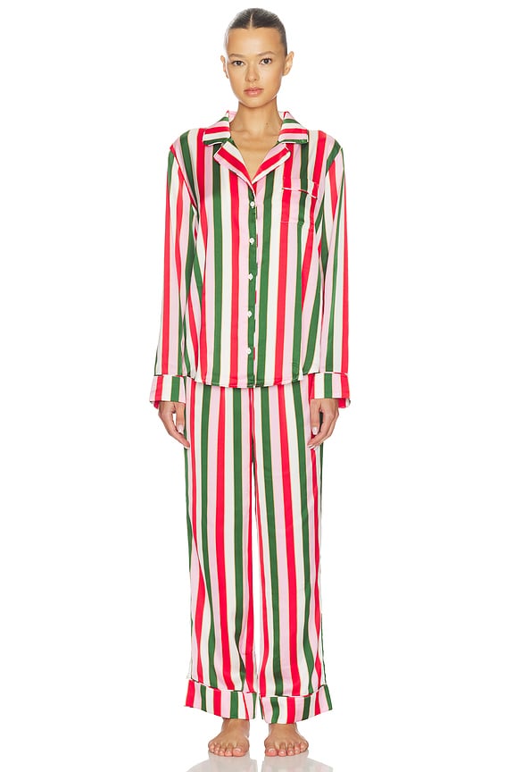 view 2 of 4 Classic PJ Set in Jolly Stripes Silky