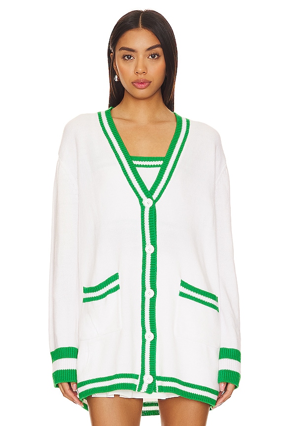 view 2 of 5 Lambert Cardigan in Green Stripe Knit