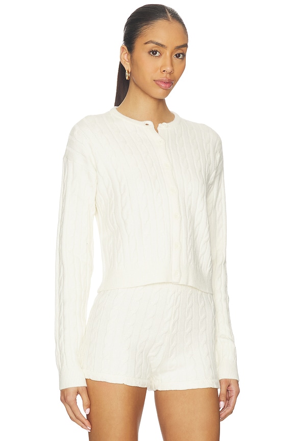 view 2 of 4 Throw On Cardigan in Snow Cable Knit