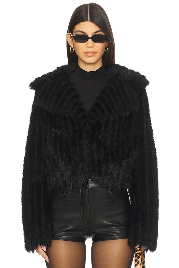 view 2 of 5 Salt Lake City Cropped Jacket in Black Faux Fur