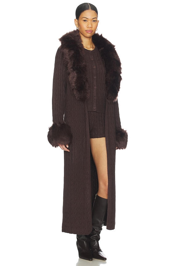 view 2 of 3 x REVOLVE Stormi Cardigan in Chocolate Knit With Faux Fur