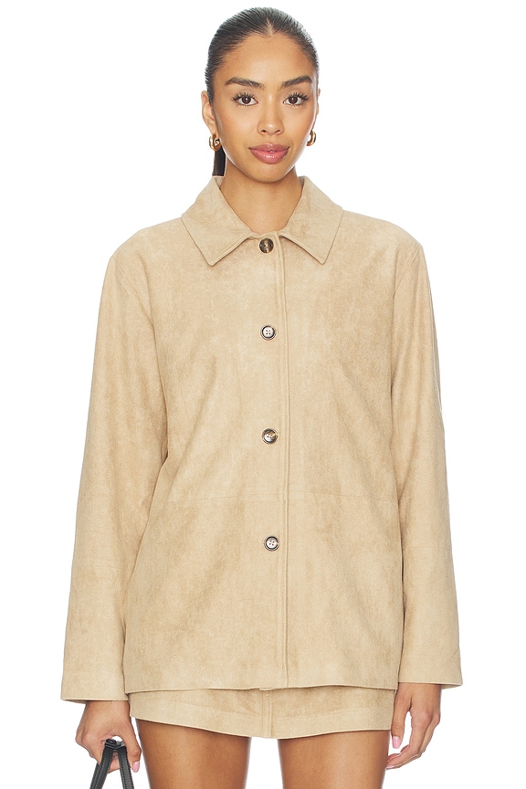 view 2 of 5 ROPA DE CALLE VANCOUVER JACKET in Beige Faux Suede