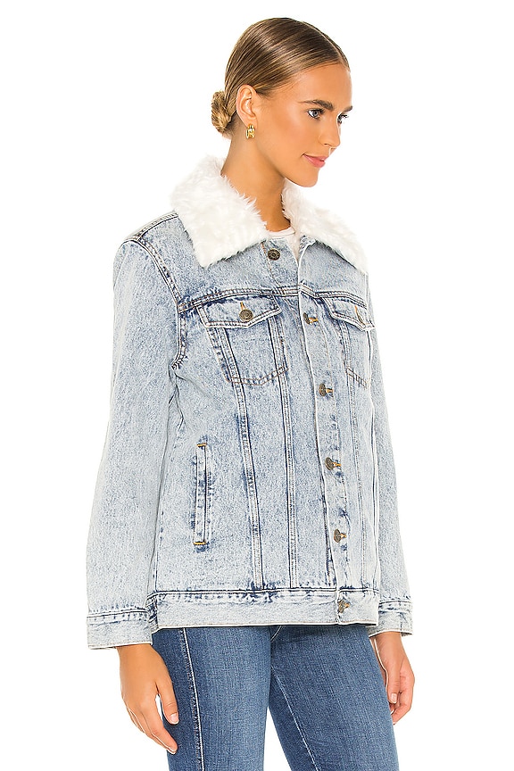 view 2 of 5 Durado Faux Fur Collar Denim Jacket in Blue Rain