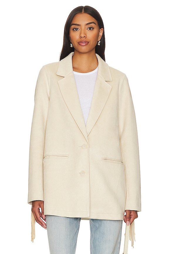 view 2 of 5 Sierra Fringe Jacket in Cream Faux Suede