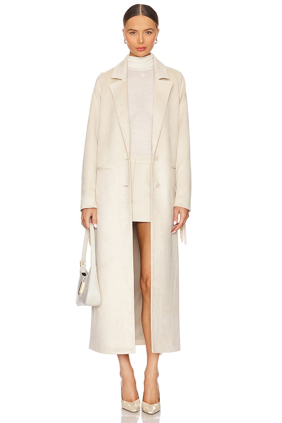 view 2 of 5 Sierra Fringe Maxi Jacket in Cream Faux Suede