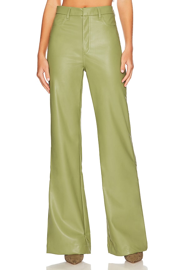 Show Me Your Mumu Tribeca Faux Leather Flare Pants in Sage | REVOLVE