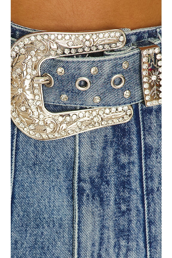 Show Me Your Mumu Shania Mini Skirt in Indigo Rhinestone | REVOLVE