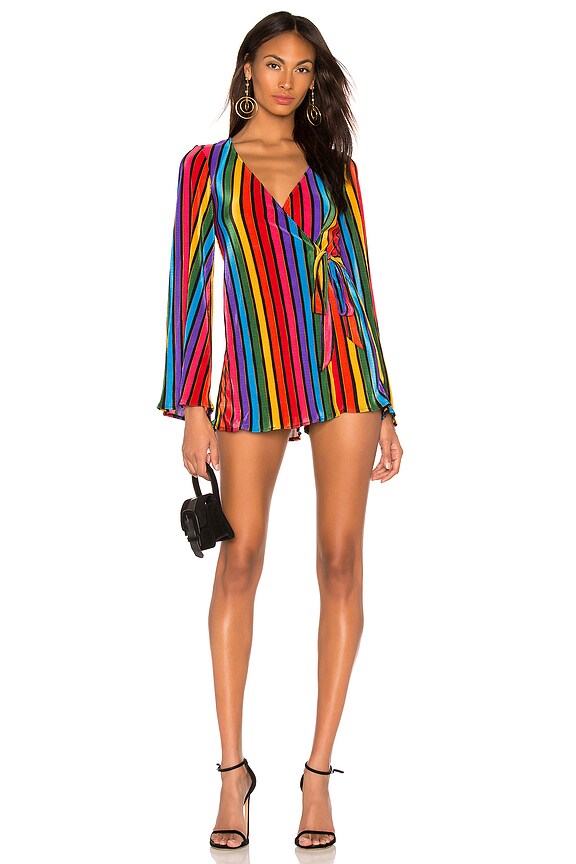 view 1 of 3 Caleb Romper in Rainbow Parade Pleat