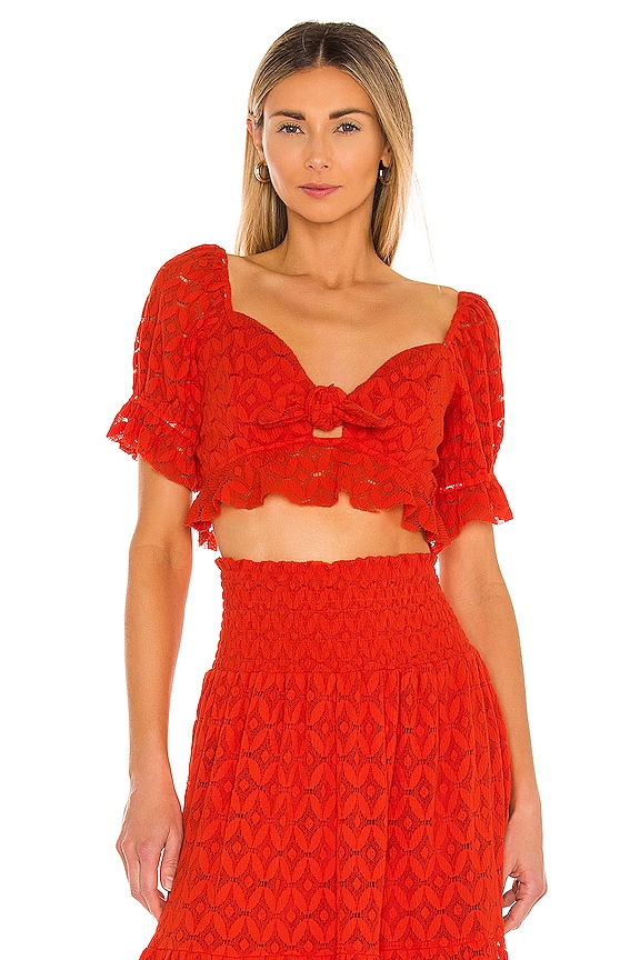 view 1 of 4 Coco Crop Top in Spacey Lacey Red