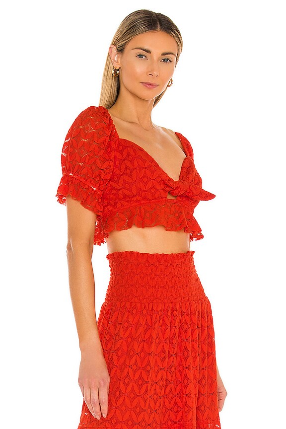 view 2 of 4 Coco Crop Top in Spacey Lacey Red