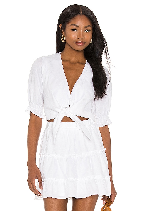 view 1 of 5 Kimmy Tie Top in White Tulips