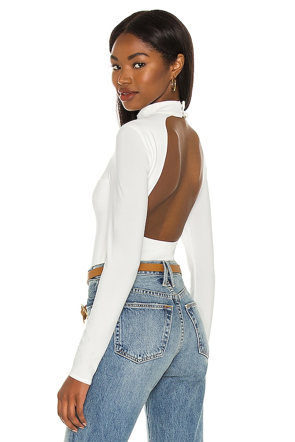 Show Me Your Mumu Look Back Bodysuit in White Spandy | REVOLVE
