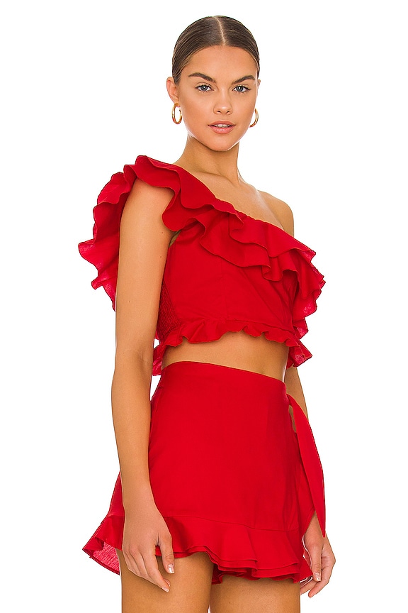 view 2 of 4 Leni Ruffle Top in Cherry Poplin