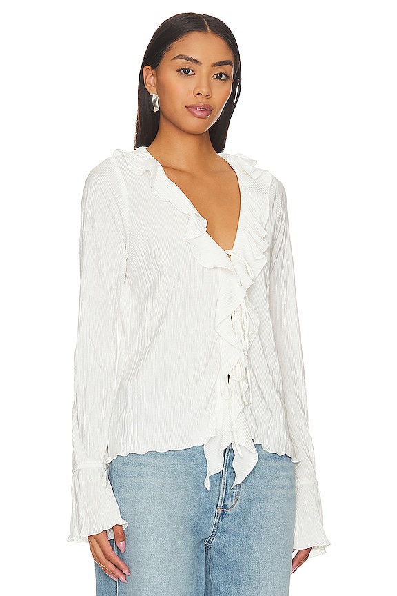 view 2 of 4 Adela Ruffle Top in Ivory Pleat