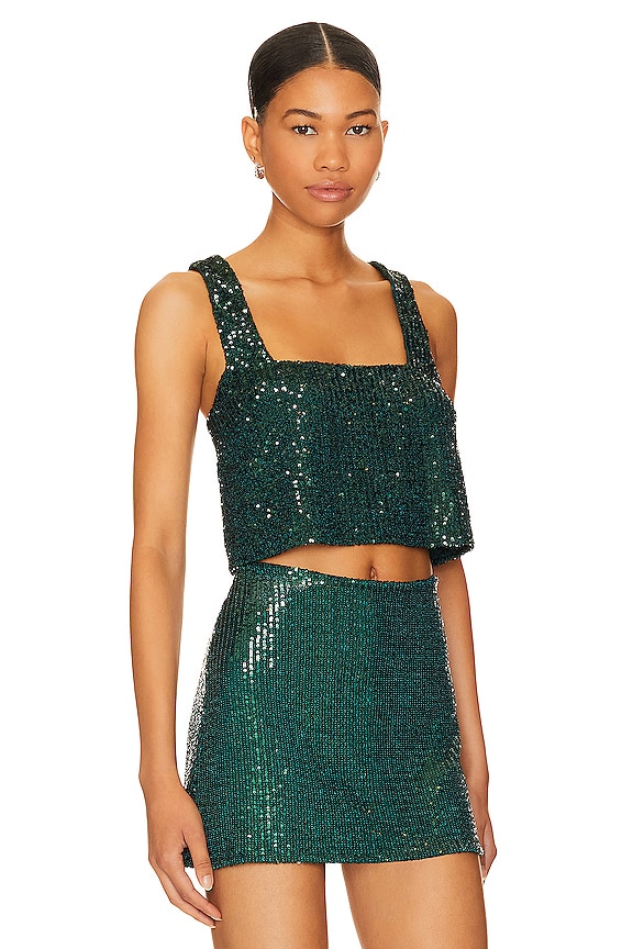 view 2 of 5 TOP CROPPED TARA in Emerald Sequins