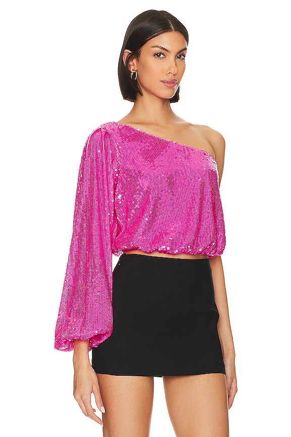 view 2 of 5 Party Top in Bright Pink Sequins