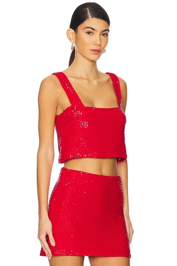 view 2 of 5 Tara Crop Top in Red Sequins