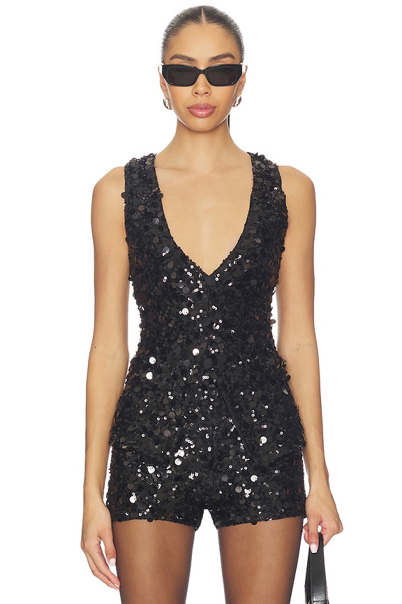 view 1 of 5 Viva Vest Top in Black Metallic Sequins