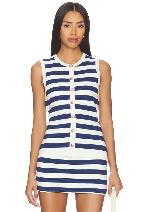 view 1 of 4 Devin Tank in Navy Stripe Delight Knit