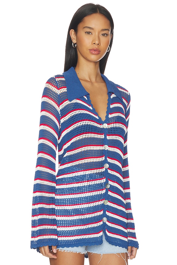 view 2 of 4 Button Up Coverup in Montauk Stripe Crochet