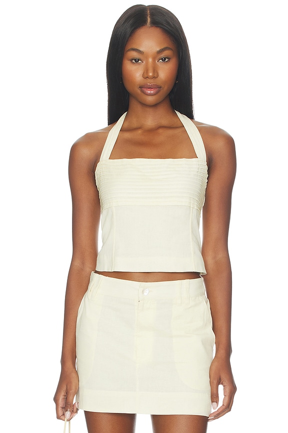 view 1 of 4 Hayden Halter Top in Buttercream Linen