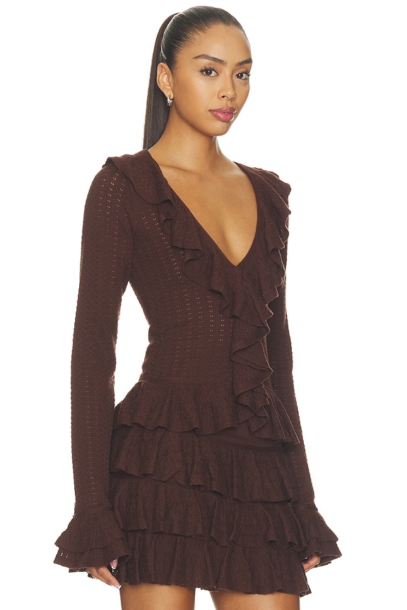 view 2 of 4 Marley Top in Brown Pointelle Knit