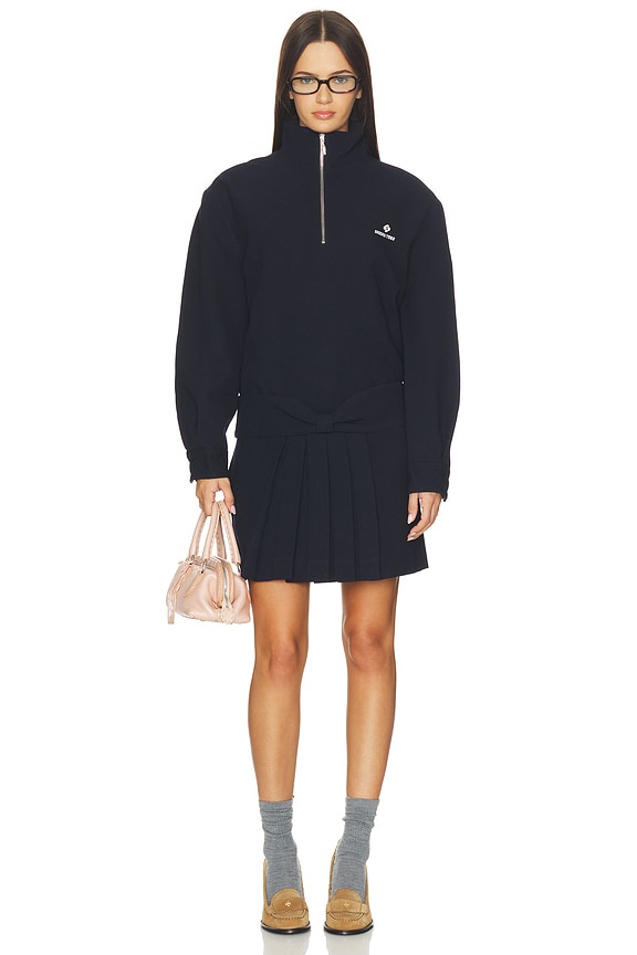 view 2 of 4 Mandarin Collar Pullover Dress in Navy Blue