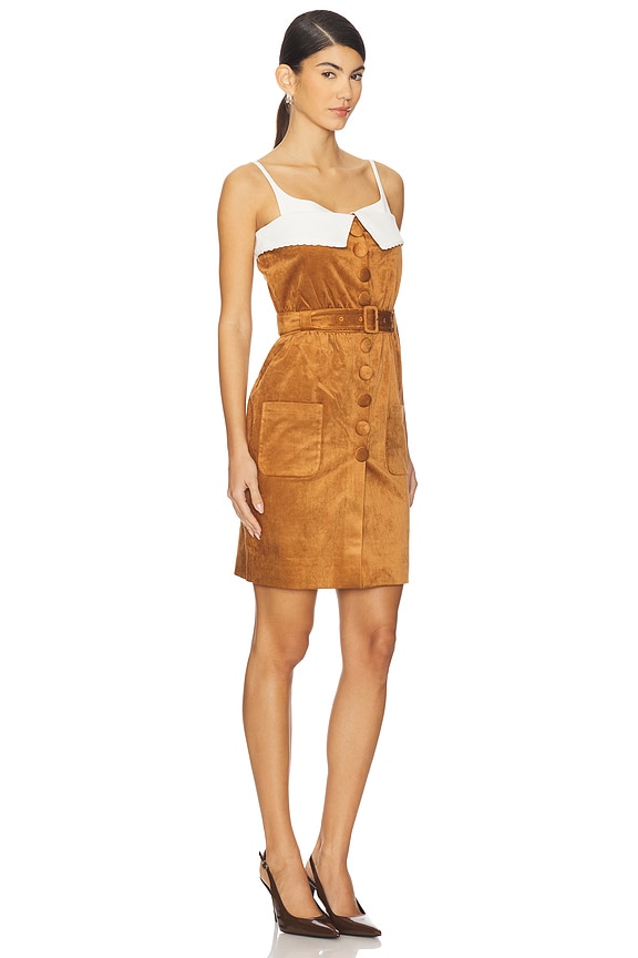view 2 of 3 Fan-shaped Turn-down Collar Camisole Dress in Brown