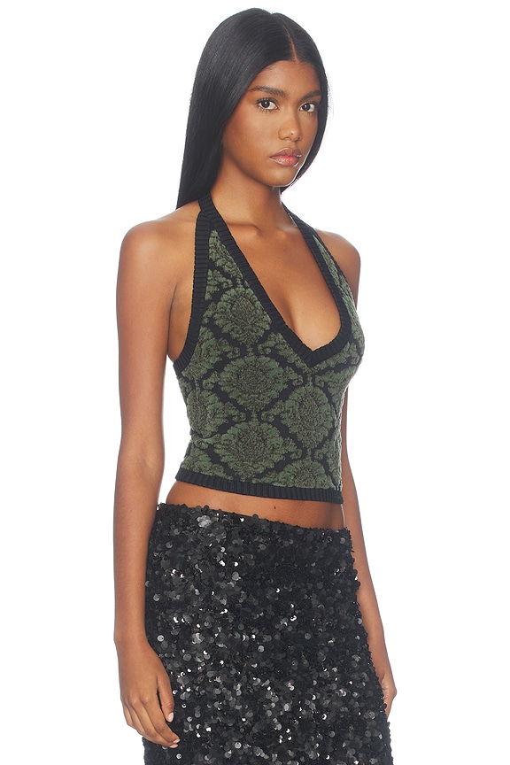 view 2 of 4 Halter Neck Knit Top in Green