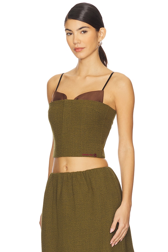 view 2 of 4 Double Bow Corset Straps Top in Green