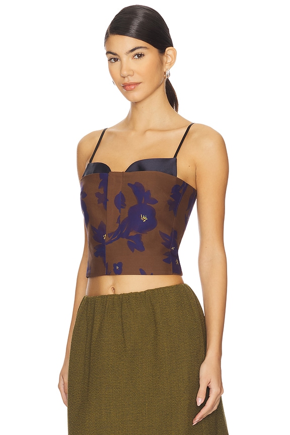 view 2 of 4 Double Bow Corset Straps Top in Printing