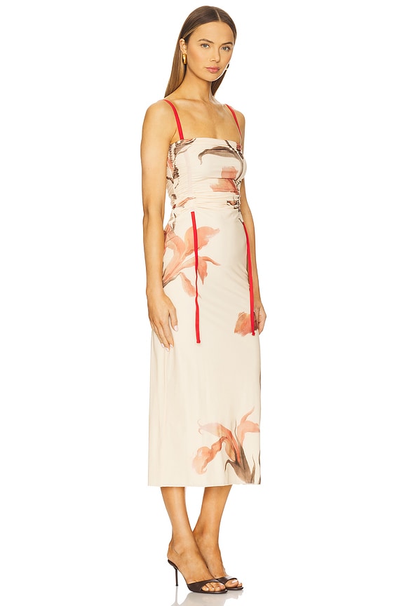 view 2 of 3 Hana Ruched Midi Dress in Gladioli Print