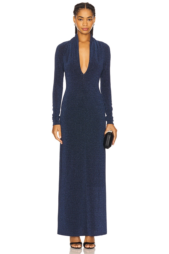 view 2 of 5 Selena Long Sleeve Gown in Sapphire
