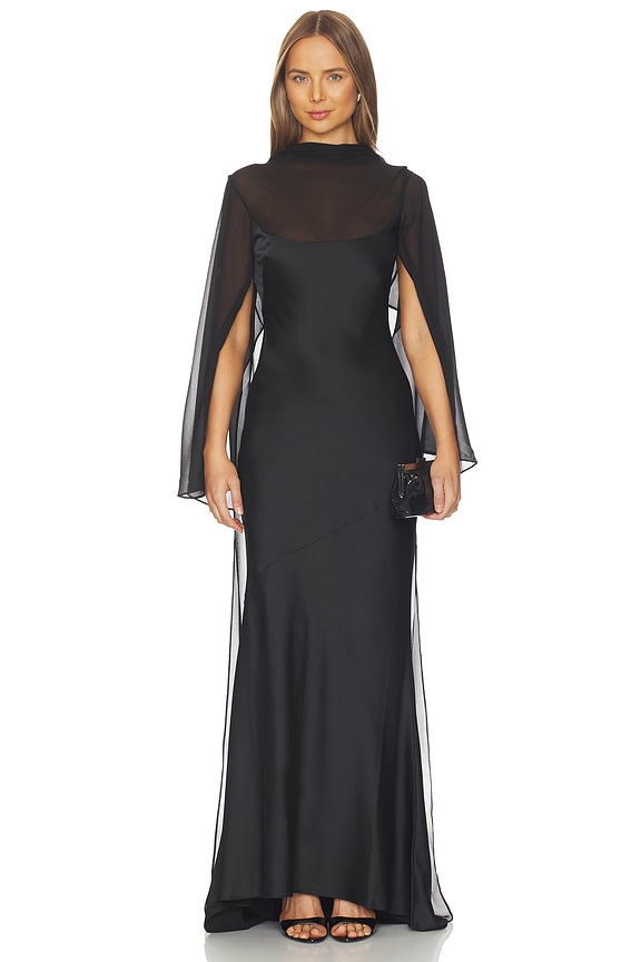 view 1 of 3 Devlyn Long Sleeve Gown in Black