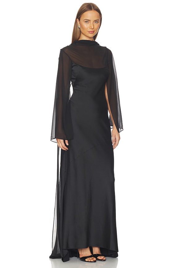 view 2 of 3 Devlyn Long Sleeve Gown in Black