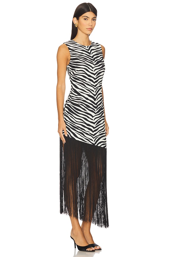 view 2 of 3 Casablanca Fringe Dress in Zebra Print