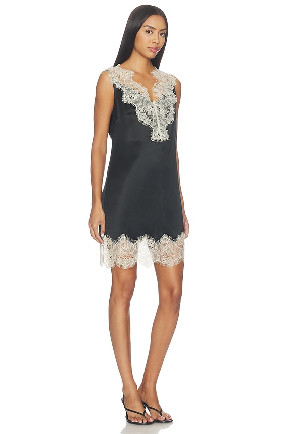view 2 of 4 ROBE BEA SATIN LACE MINI  in Black & Bone